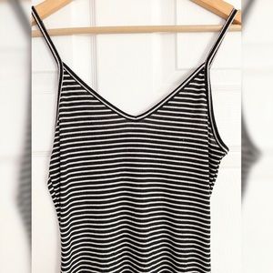 Fitted black and white striped dress